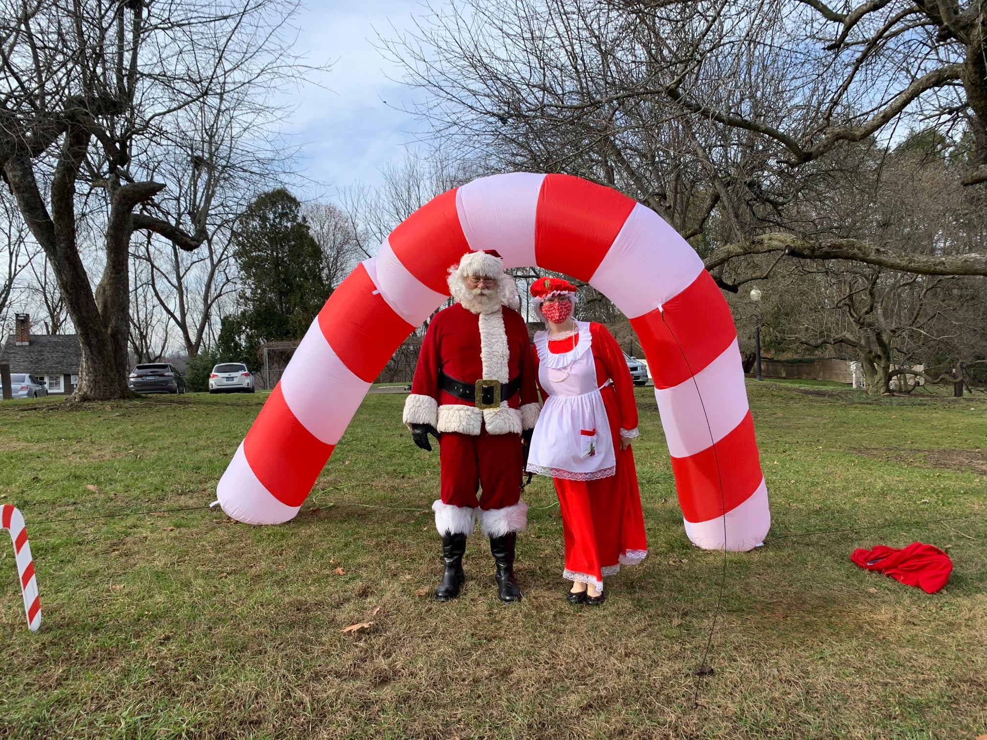 volunteers together dressed in holiday costumes